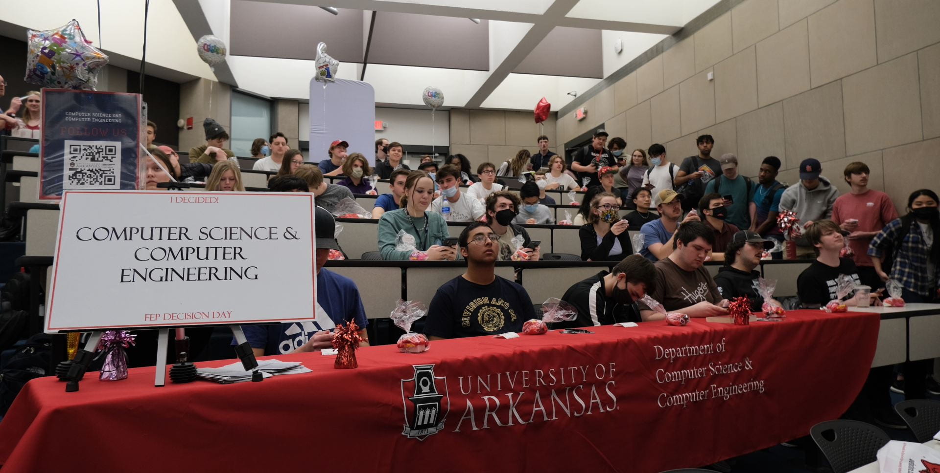 Students assemble in a College of Engineering auditorium March 4 to declare which major they have chosen in a tradition known as Decision Day.