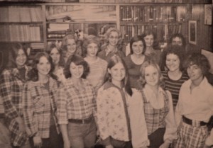 a black a white photograph showing a group of female students