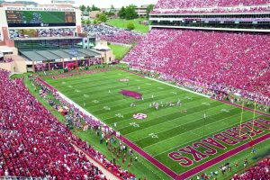Above: McClelland has designed and overseen construction of the turf system in the Donald W. Reynolds Razorback Stadium three times in the past 45 years.